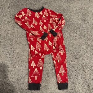 Burt's Bees Red and White Tree Print Kids Pajama Set